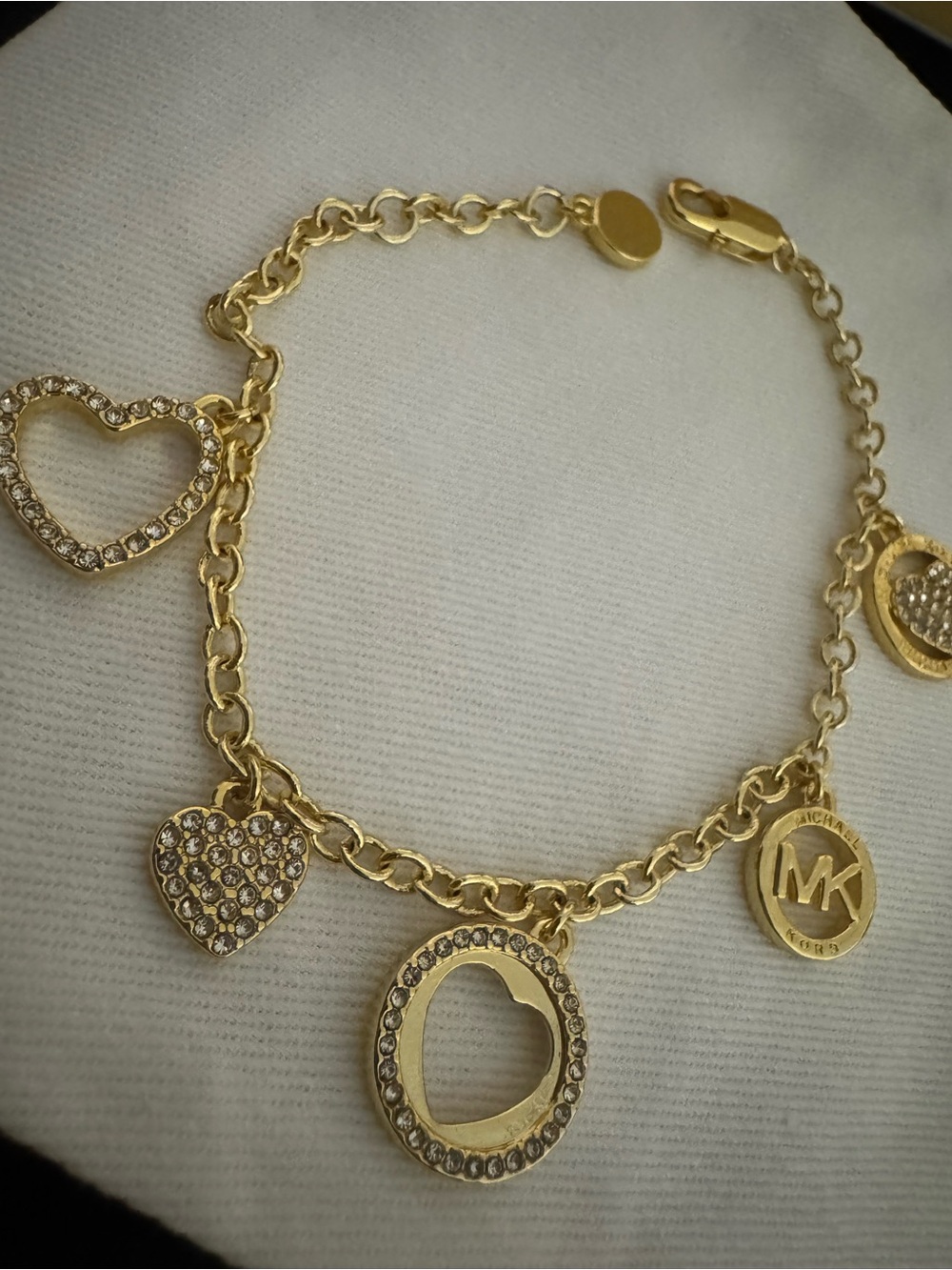 Michael Kors Gold Heart Charm Link Bracelet with Crystal Accents - Picture 2 of 8